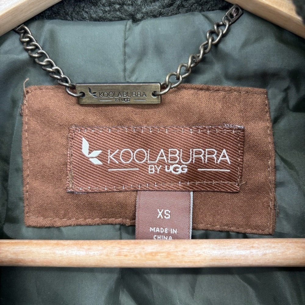 Koolaburra UGG Sherpa Longline Jacket Size XS Olive Green Oversized Cozy - Picture 3 of 10